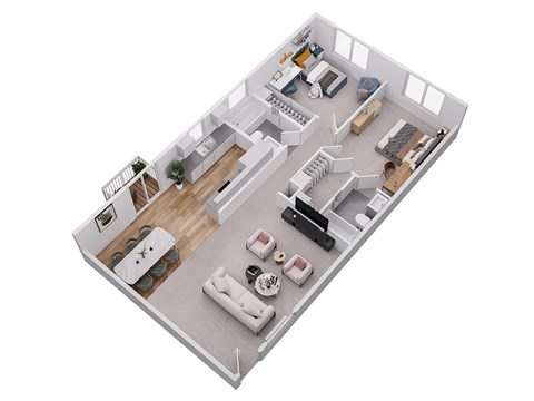 Floor plan for 2 beds, 2 baths, 920 sqft